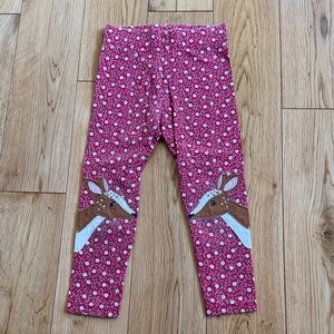 Mini Boden Pink Floral Leggings with Deer Motif